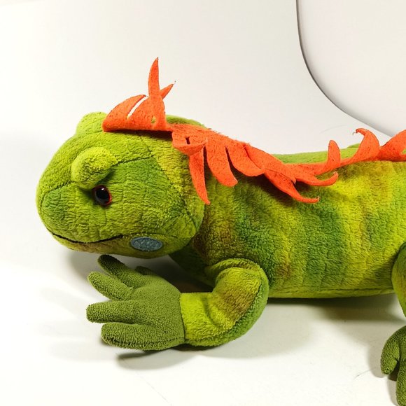 Wild Republic Iguana Lizard Stuffed Animal Plush Green Orange Realistic 23" - Picture 8 of 14